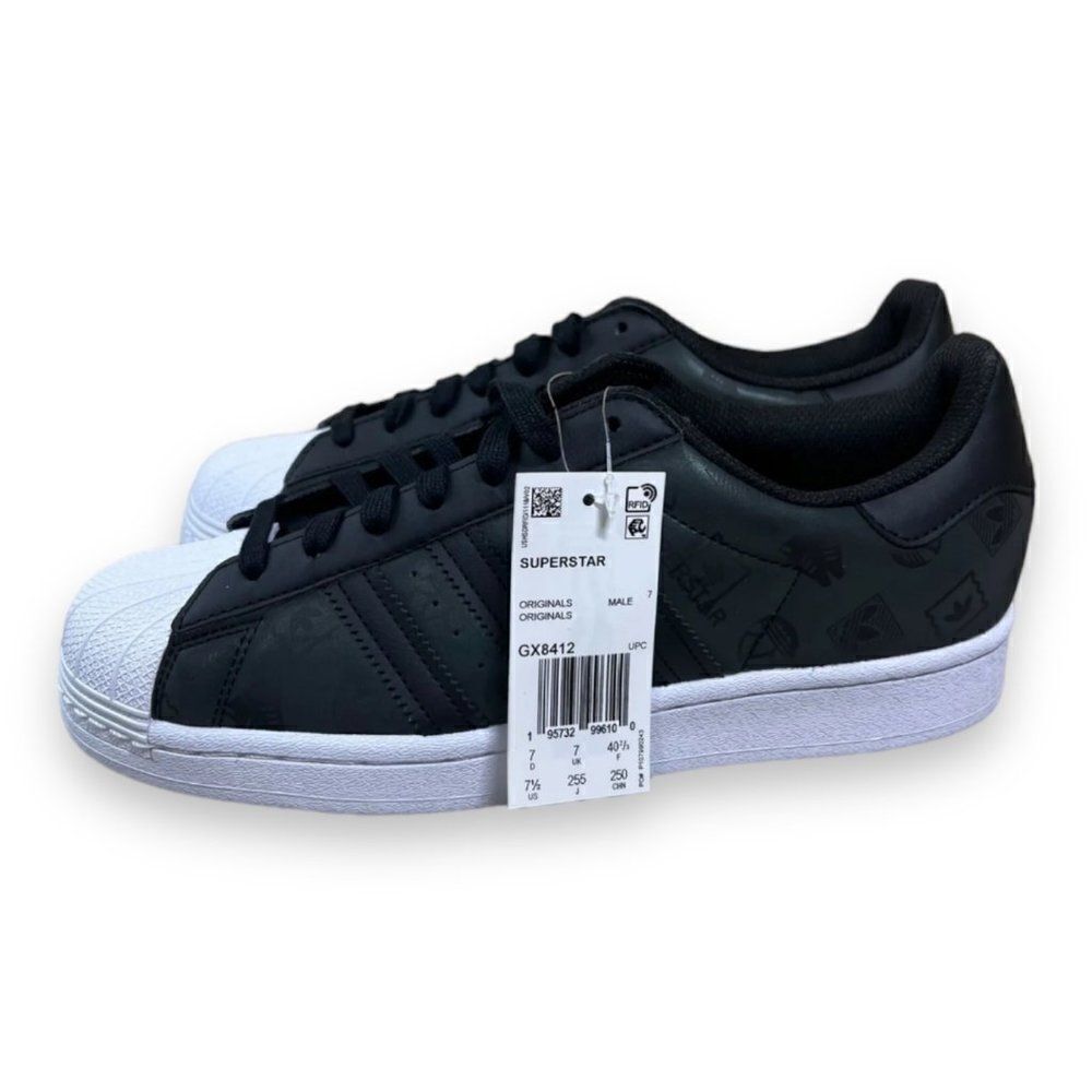 Adidas Original Superstar 'Monogram Logo - Black' GX8412 Men's 7.5‎